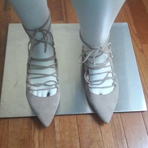 NWOT Marc Fisher Ltd.Suede ankle tie flats Sz 81/2